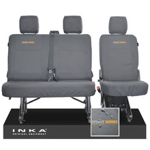 Load image into Gallery viewer, VW Transporter T6.1, T6 INKA Rear Set 2+1 Tailored Waterproof Seat Covers Grey - Sport-Series Embroidery