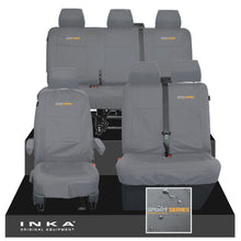 Load image into Gallery viewer, VW Transporter T6.1, T6, T5.1 Front 1+2 & Rear Triple Tailored Waterproof Seat Covers Grey MY 10-24 - Sport-Series Embroidery