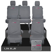 Load image into Gallery viewer, VW Transporter T6.1, T6, T5.1 Front 1+1 & Rear 2+1 Tailored Waterproof Seat Covers Grey MY 10-24 - Sport-Series Embroidery
