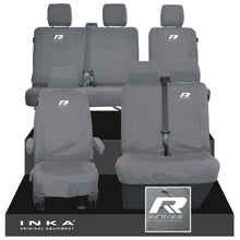 Load image into Gallery viewer, VW Transporter T6.1, T6, T5.1 Front 1+2 & Rear 2+1 Tailored Waterproof Seat Covers Grey MY-10-24 - R-Series Embroidery