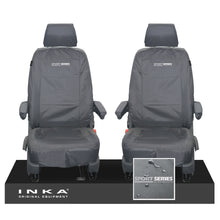 Load image into Gallery viewer, VW Transporter T6.1,T6,T5.1 INKA Front 1+1 Tailored Waterproof Seat Covers Grey - Sport-Series Embroidery
