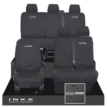 Load image into Gallery viewer, VW Transporter T6.1, T6, T5.1 Front 1+2 & Rear Triple Tailored Waterproof Seat Covers Black MY 10-24 - Sport-Series Embroidery