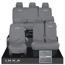 Load image into Gallery viewer, VW Transporter T6.1, T6, T5.1 Front 1+2 & Rear Triple Tailored Waterproof Seat Covers Grey MY 10-24 - Sport-Series Embroidery