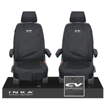 Load image into Gallery viewer, VW Transporter T6.1,T6,T5.1 INKA Front 1+1 Tailored Waterproof Seat Covers Black - Plain (inferred) Embroidery