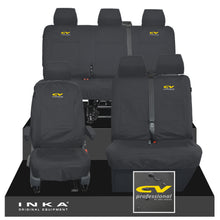 Load image into Gallery viewer, VW Transporter T6.1, T6, T5.1 Front 1+2 & Rear Triple Tailored Waterproof Seat Covers Black MY 10-24 - CV Professional Embroidery