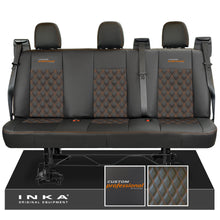 Load image into Gallery viewer, Ford Transit Custom INKA Custom Professional Rear Triple Tailored Leatherette Bentley Diamond Quilt Seat Covers Black MY12-25