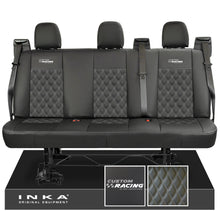 Load image into Gallery viewer, Ford Transit Custom INKA Custom Racing Rear Triple Tailored Leatherette Bentley Diamond Quilt Seat Covers Black MY12-25