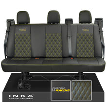 Load image into Gallery viewer, Ford Transit Custom INKA Custom Racing Rear Triple Tailored Leatherette Bentley Diamond Quilt Seat Covers Black MY12-25