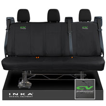 Load image into Gallery viewer, Ford Transit Custom INKA Rear Triple Set Tailored Waterproof Seat Covers Black - CV Professional Embroidery
