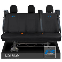 Load image into Gallery viewer, Ford Transit Custom INKA Rear Triple Set Tailored Waterproof Seat Covers Black - R-SPORT Embroidery