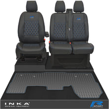 Load image into Gallery viewer, Ford Transit MK8/MK9 Front 1+2 Bentley Diamond Quilt Leatherette Tailored Seat Covers & Tailored Rubber Mat Black MY14 Onwards (Choice of 7 Colours)