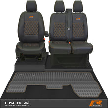 Load image into Gallery viewer, Ford Transit MK8/MK9 Front 1+2 Bentley Diamond Quilt Leatherette Tailored Seat Covers & Tailored Rubber Mat Black MY14 Onwards (Choice of 7 Colours)