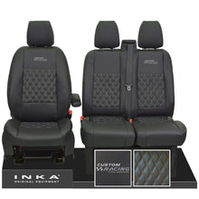 Load image into Gallery viewer, Ford Transit Custom INKA Racing Tailored Black Leather Look Front Seat Covers in Bentley Diamond Quilt MY12-23