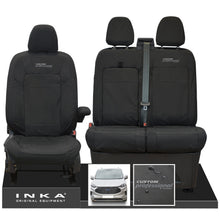 Load image into Gallery viewer, The All New Ford Transit Custom INKA Front 1+2 Tailored Waterproof Seat Covers Set Black MY-2024 Onwards