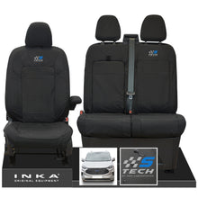 Load image into Gallery viewer, The All New Ford Transit Custom INKA Front 1+2 Tailored Waterproof Seat Covers Set Black MY-2024 Onwards - S-TECH Embroidery