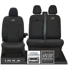 Load image into Gallery viewer, The All New Ford Transit Custom INKA Front 1+2 Tailored Waterproof Seat Covers Set Black MY-2024 Onwards - S-TECH Embroidery