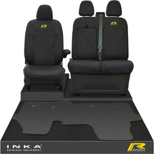 Load image into Gallery viewer, The All New Ford Transit Custom Front 1+2 Tailored Waterproof Seat Covers & Tailored Rubber Mat Black MY 2024+(Choice of 7 Colours) - R-SPORT Embroidery