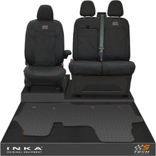 Load image into Gallery viewer, The All New Ford Transit Custom Front 1+2 Tailored Waterproof Seat Covers & Tailored Rubber Mat Black MY 2024+(Choice of 7 Colours) - S-TECH Embroidery