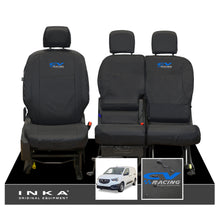 Load image into Gallery viewer, Vauxhall Opel Combo INKA Front 1+2 Set Tailored Waterproof Seat Covers Black MY-2018 Onwards - CV Racing Embroidery