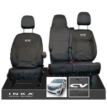 Load image into Gallery viewer, Vauxhall Vivaro B X82 SPORTIVE Front 1+2 INKA Tailored Waterproof Seat Covers Black MY-14-18 (Choice of 7 Colours) - CV Professional Embroidery