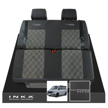 Load image into Gallery viewer, VW California T6.1, T6, T5.1, T5 Ocean, Coast, Beach, SE, Surf INKA Tailored Seat Covers Second Skin Leatherette With Suedetara Bentley Diamond quilted centres