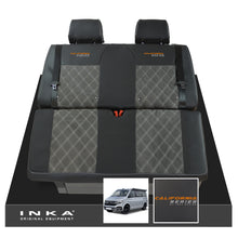 Load image into Gallery viewer, VW California T6.1, T6, T5.1, T5 Ocean, Coast, Beach, SE, Surf INKA Tailored Seat Covers Second Skin Leatherette With Suedetara Bentley Diamond quilted centres