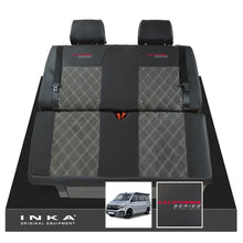 Load image into Gallery viewer, VW California T6.1, T6, T5.1, T5 Ocean, Coast, Beach, SE, Surf INKA Tailored Seat Covers Second Skin Leatherette With Suedetara Bentley Diamond quilted centres