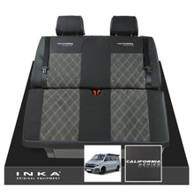 Load image into Gallery viewer, VW California T6.1, T6, T5.1, T5 Ocean, Coast, Beach, SE, Surf INKA Tailored Seat Covers Second Skin Leatherette With Suedetara Bentley Diamond quilted centres