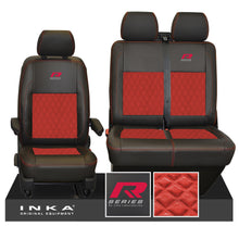 Load image into Gallery viewer, VW Transporter T6.1, T6, T5.1 R-Series Front 1+2 INKA Bentley Leatherette Suedetara Tailored Seat Covers Black Fits Panel Van & Kombi