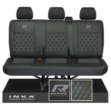 Load image into Gallery viewer, New VW Transporter T6.1, T6, T5.1 Rear Triple Bentley Diamond Quilt Tailored Leatherette Seat Covers Black Fits Panel Van & Kombi