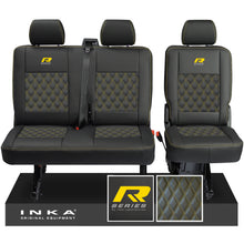Load image into Gallery viewer, New VW Transporter T6.1, T6, T5.1 Rear 2+1 Bentley Diamond Quilt Tailored Leatherette Seat Covers Black Fits Panel Van & Kombi