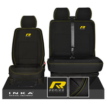 Load image into Gallery viewer, New VW Transporter T6.1, T6, T5.1 R-Series Front 1+2 INKA Heavy Duty Tailored Seat Covers Black Fits Panel Van & Kombi