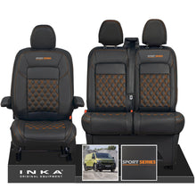 Load image into Gallery viewer, New VW Transporter T7 Panel Van INKA Front Bentley Leatherette Tailored Seat Cover Set Black MY25 Onwards - Sport-Series Embroidery