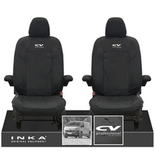 Load image into Gallery viewer, New VW Transporter T7 Panel Van INKA Front Set Tailored Waterproof Seat Covers Black MY25 Onwards - CV Professional Embroidery