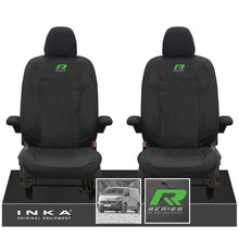 Load image into Gallery viewer, New VW Transporter T7 Panel Van INKA Front Set Tailored Waterproof Seat Covers Black MY25 Onwards - R-Series Embroidery