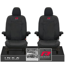 Load image into Gallery viewer, New VW Transporter T7 Panel Van INKA Front Set Tailored Waterproof Seat Covers Black MY25 Onwards - R-Series Embroidery