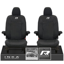 Load image into Gallery viewer, New VW Transporter T7 Panel Van INKA Front Set Tailored Waterproof Seat Covers Black MY25 Onwards - R-Series Embroidery