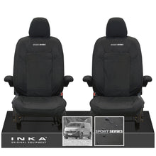 Load image into Gallery viewer, New VW Transporter T7 Panel Van INKA Front Set Tailored Waterproof Seat Covers Black MY25 Onwards - Sport-Series Embroidery