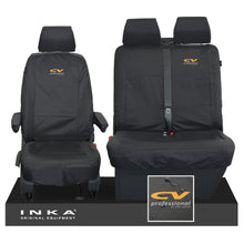 Load image into Gallery viewer, VW Transporter Shuttle T6.1, T6 Front 1+2 Tailored Waterproof Seat Covers Black MY-15-23 - CV Professional Embroidery