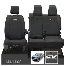 Load image into Gallery viewer, Vauxhall Opel Vivaro INKA Front 1+2 Tailored Waterproof Seat Covers Black MY19 to present - CV Professional Embroidery