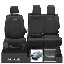 Load image into Gallery viewer, Vauxhall Opel Vivaro INKA Front 1+2 Tailored Waterproof Seat Covers Black MY19 to present - CV Racing Embroidery