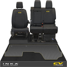 Load image into Gallery viewer, Vauxhall Opel Vivaro INKA Front 1+2 Tailored Waterproof Seat Covers & Tailored Rubber Mat Black MY19 to Present - CV Racing Embroidery