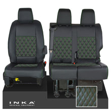 Load image into Gallery viewer, Vauxhall Vivaro MK3 INKA Bentley Diamond Quilt Leatherette Front 1+2 Tailored Seat Covers Black MY19 To Present - Plain Embroidery