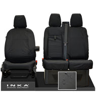 Ford Transit MK8/MK9 MY14 to Present INKA Front Set 1+2 Tailored Waterproof Seat Covers Black Fits All Derivatives Incl Jumbo - Plain Embroidery