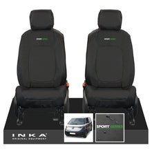 Load image into Gallery viewer, VW ID Buzz Cargo Front 1+1 INKA Tailored Waterproof Seat Covers Black with Embroidery MY22 onwards
