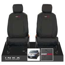 Load image into Gallery viewer, VW ID Buzz Cargo Front 1+1 INKA Tailored Waterproof Seat Covers Black with Embroidery MY22 onwards
