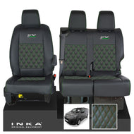 Citroen Dispatch INKA Front 1+2 Bentley Diamond Quilt Leatherette Tailored Seat Covers Black MY16 To Present - CV Sport Embroidery