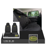 Land Rover Defender INKA Front & Rear Set Tailored Waterproof Seat Covers Black MY-07-16 - Balmoral Embroidery