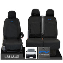 Load image into Gallery viewer, VW Crafter MK2 INKA Front Set 1+2 Tailored Waterproof Seat Covers Black MY-2017 Onwards [Choice of 7 Colours] - CV Professional Embroidery
