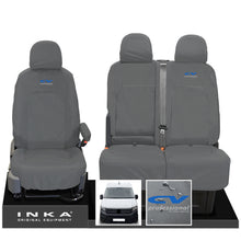 Load image into Gallery viewer, VW Crafter MK2 INKA Front Set 1+2 Tailored Waterproof Seat Covers Grey MY-2017 Onwards [Choice of 7 Colours] - CV Professional Embroidery

